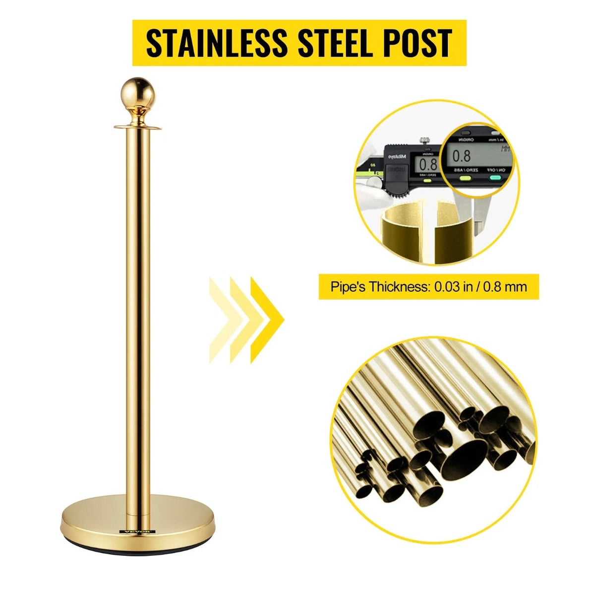 Gold crowd control barriers, posts and stanchions