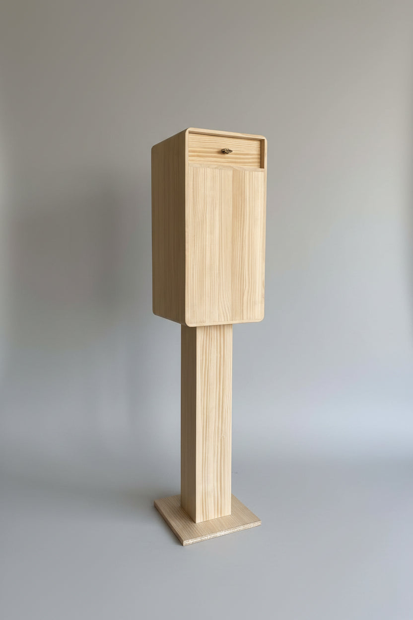 Vintage wooden audio video guestbook telephone stand