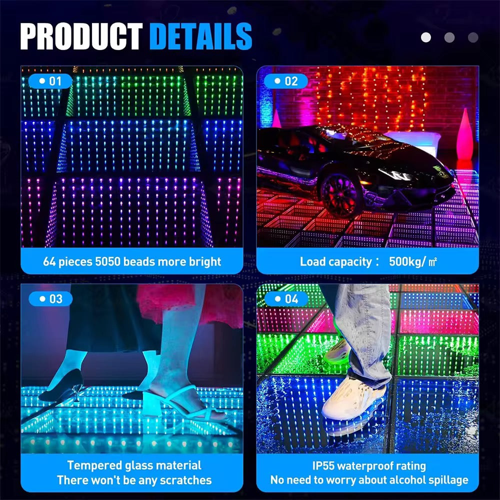 Infinity glass LED dance floor for events