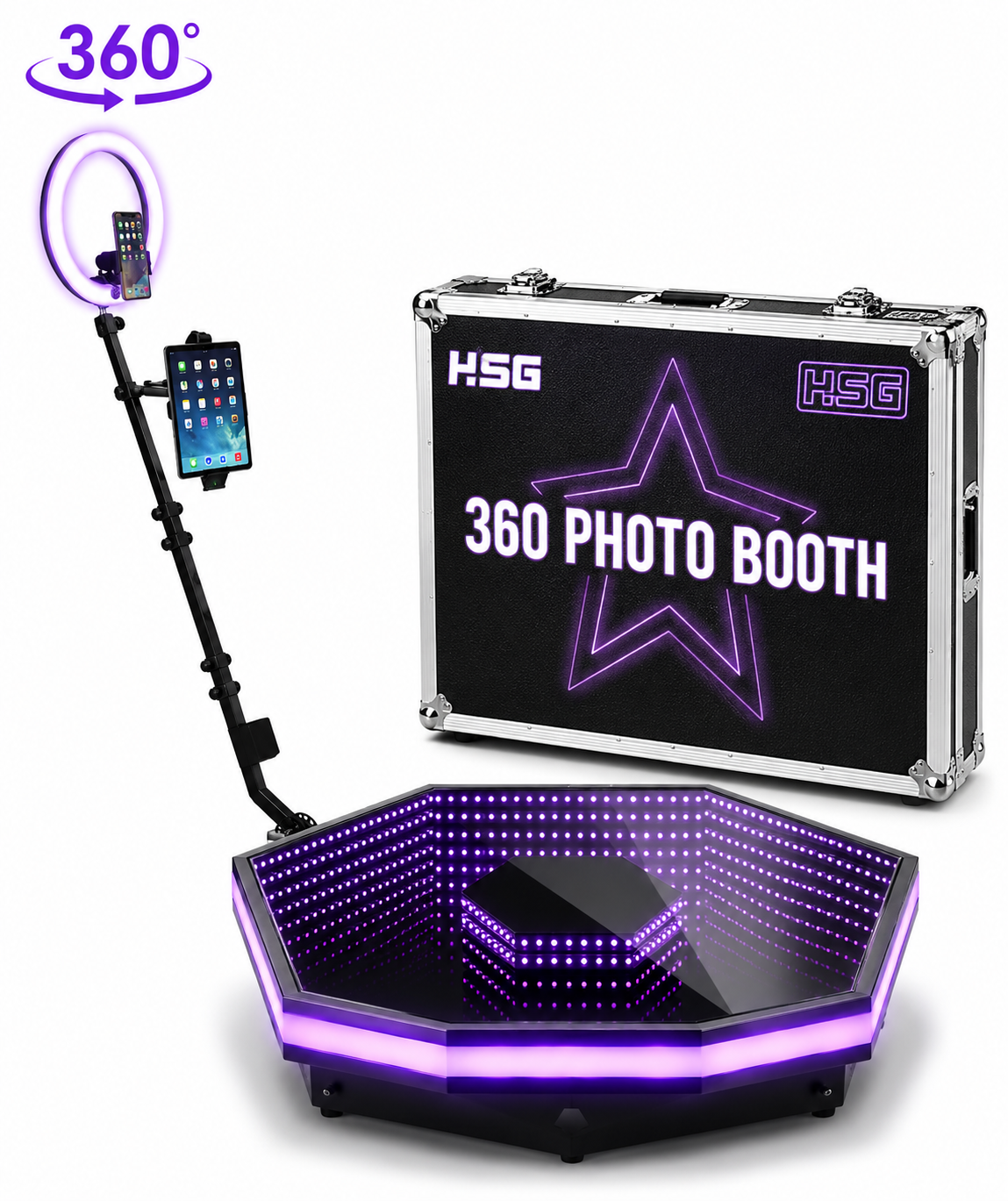 Hexagon LED 360 video booth for events