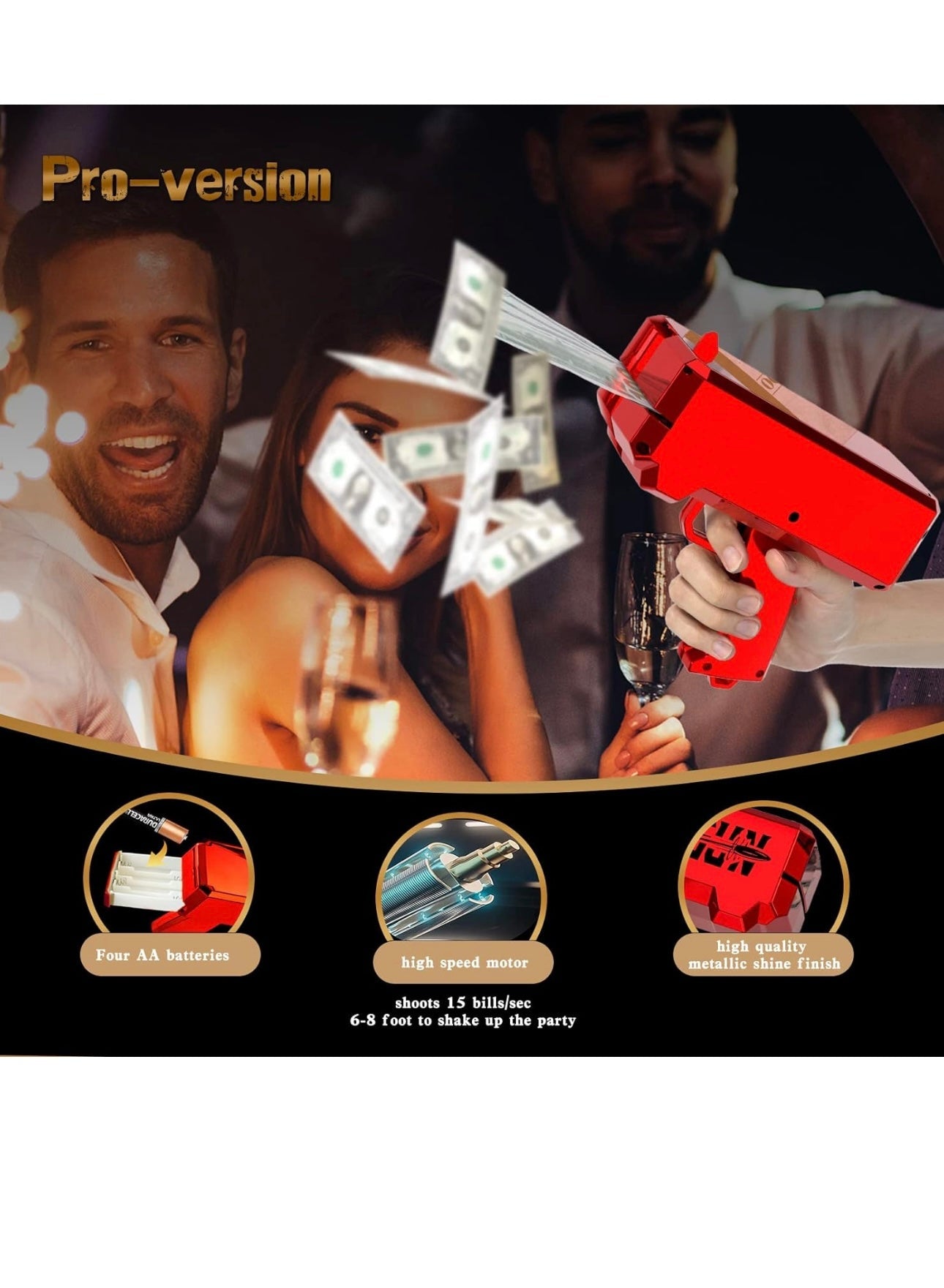 Money gun with play cash party prop