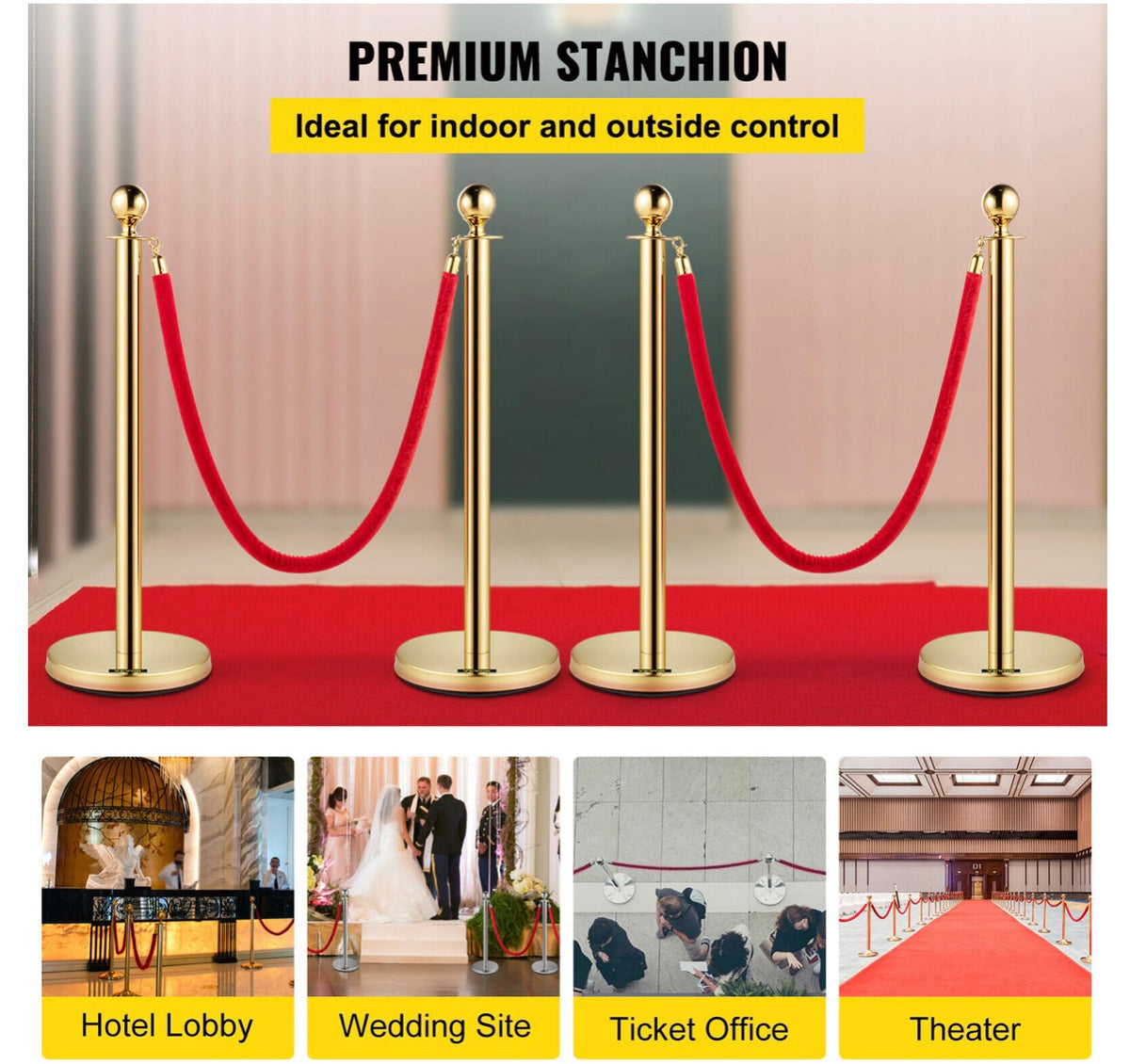Gold crowd control barriers, posts and stanchions