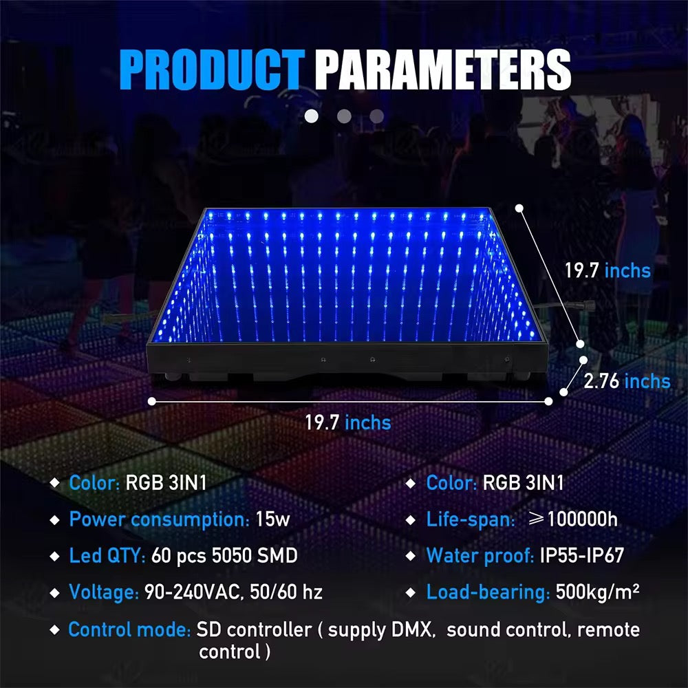 Infinity glass LED dance floor for events