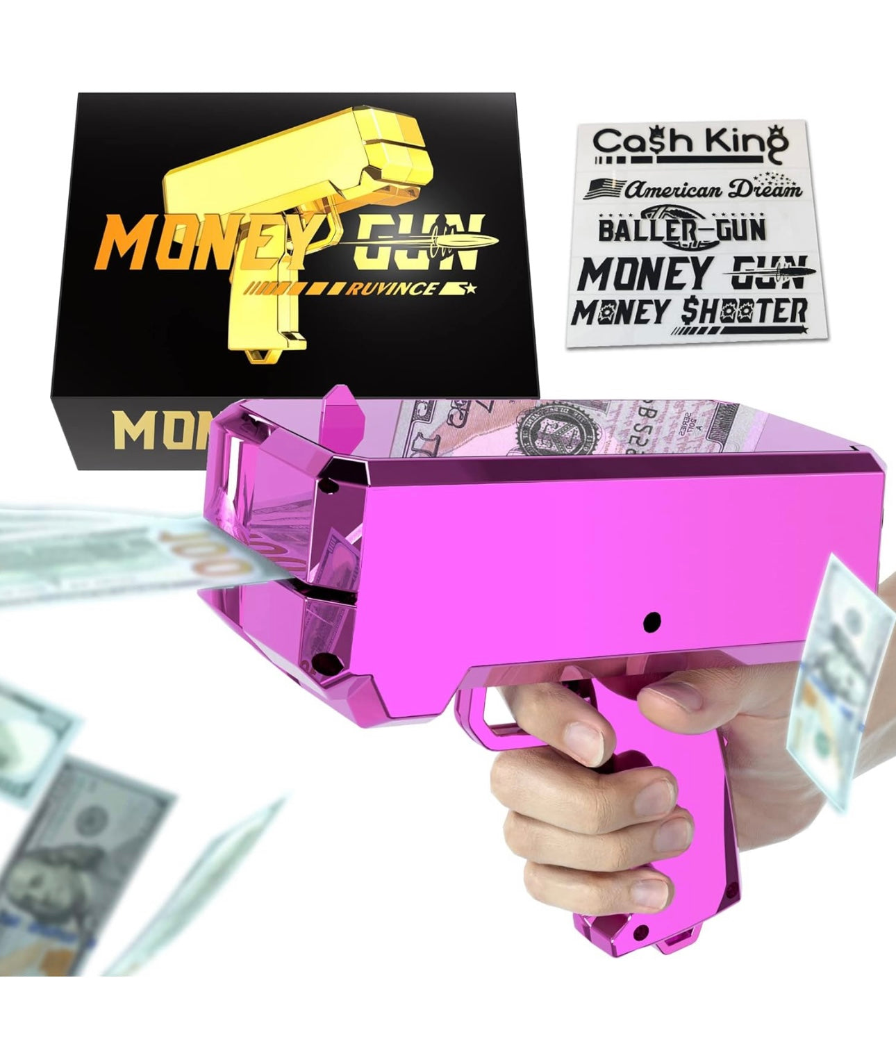 Money gun with play cash party prop