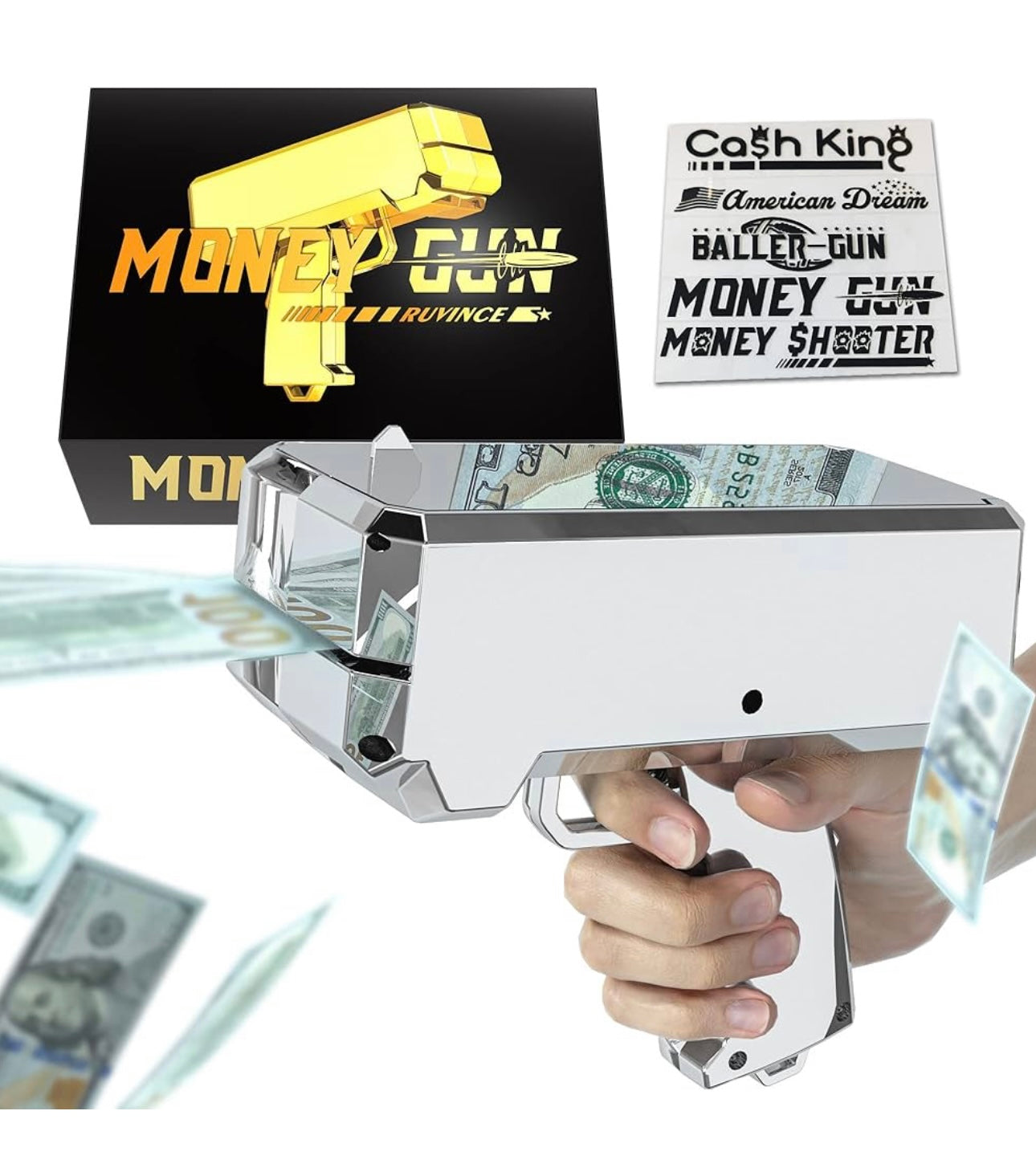 Money gun with play cash party prop