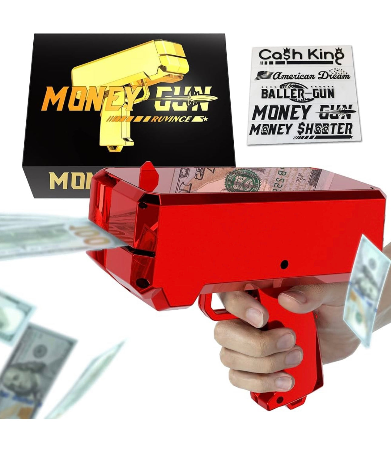 Money gun with play cash party prop