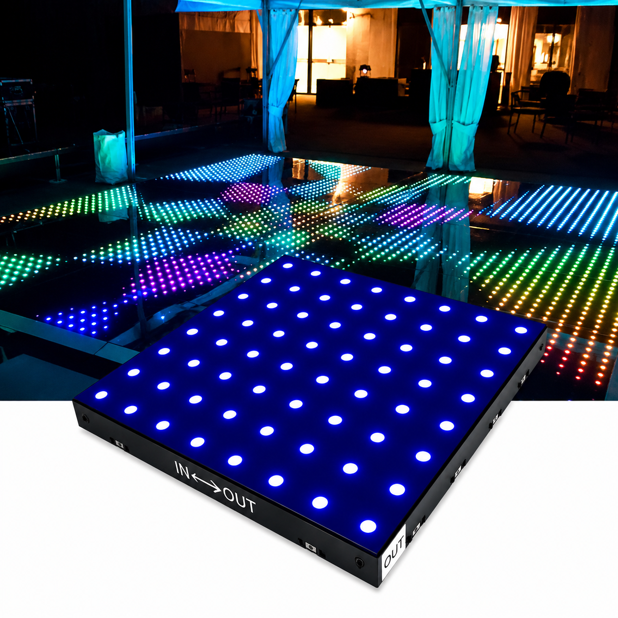 Digital LED glass dance floor for events