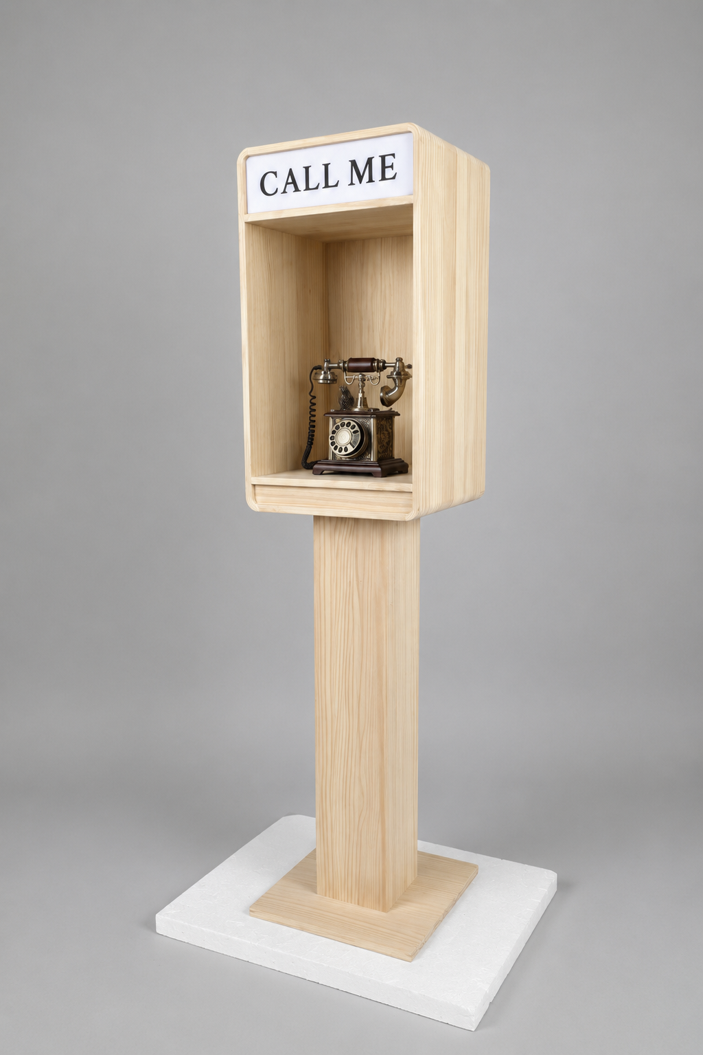 Vintage wooden audio video guestbook telephone stand