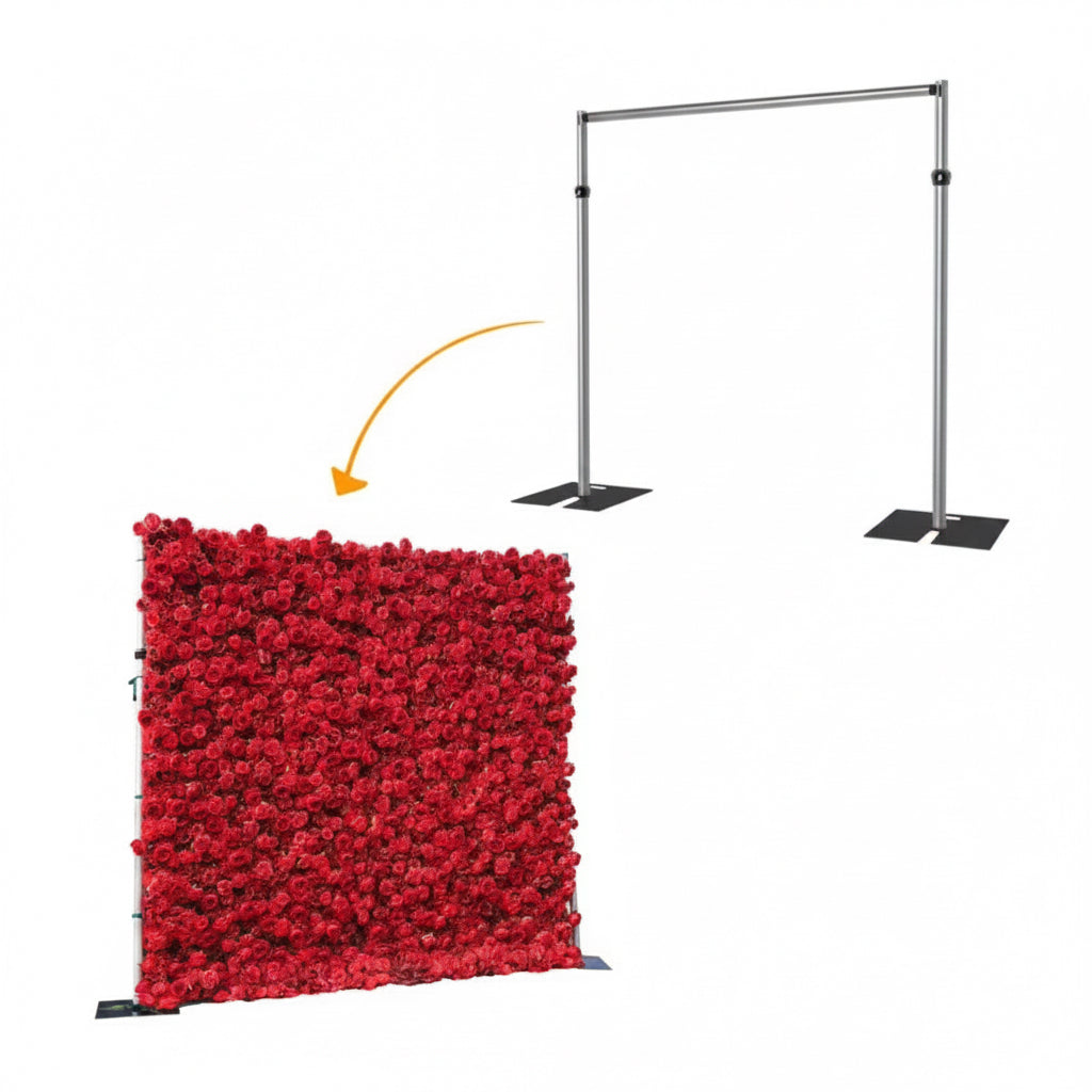Flower wall backdrop with frame for photo booths and events
