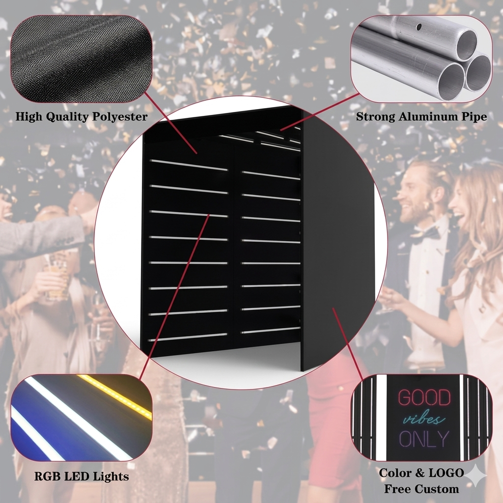 Vogue tunnel LED photo booth backdrop enclosure