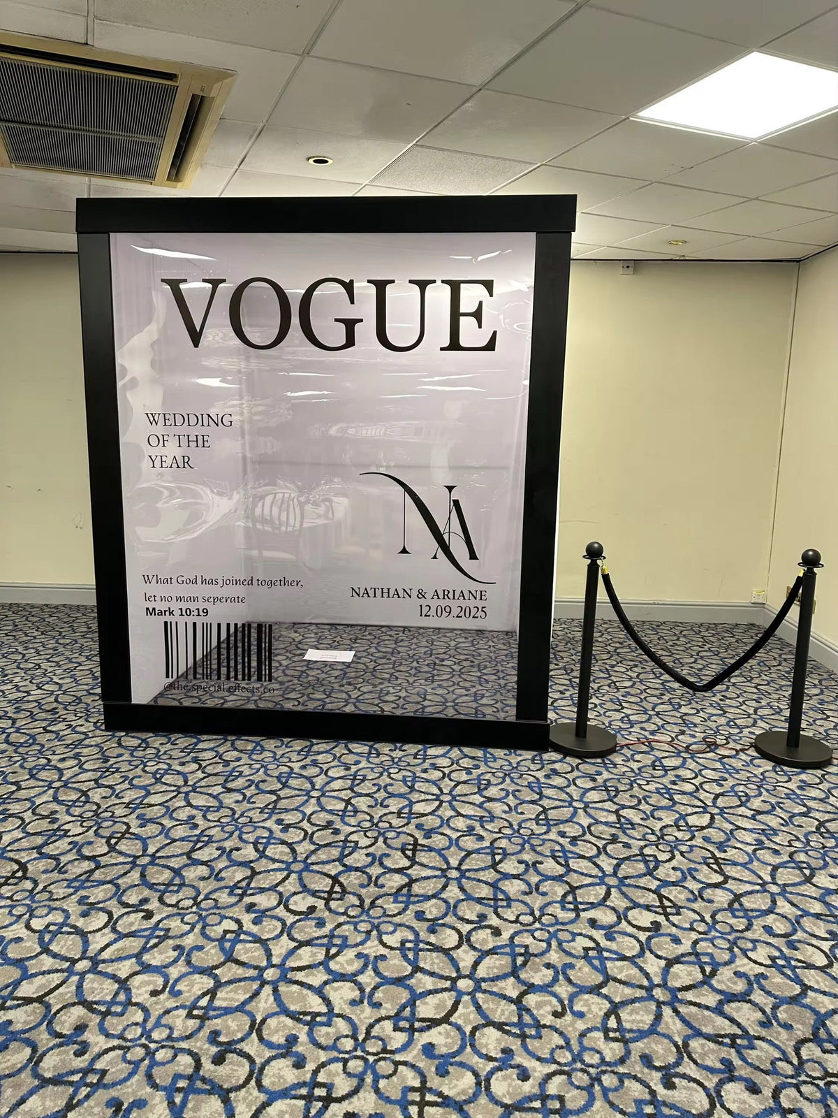 Vogue magazine-style photo booth enclosure