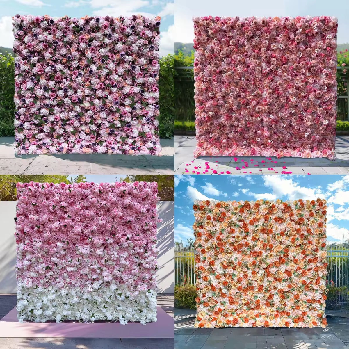 Flower wall backdrop with frame for photo booths and events