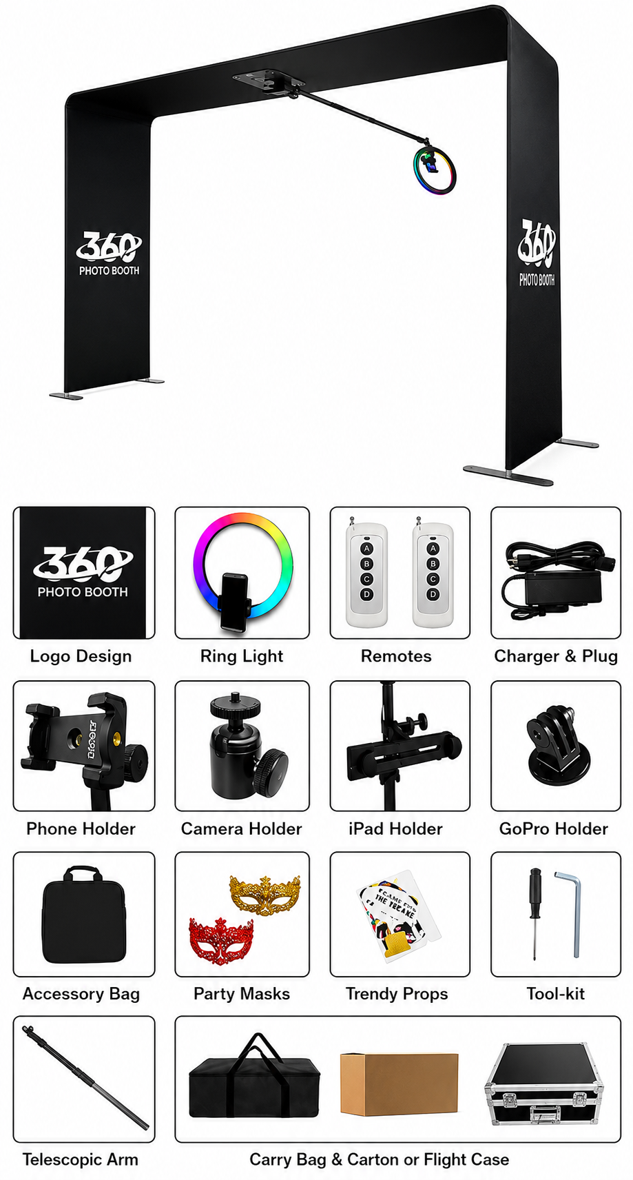 Sky overhead 360 photo booth with spinning arm