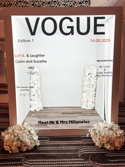 Vogue magazine-style photo booth enclosure