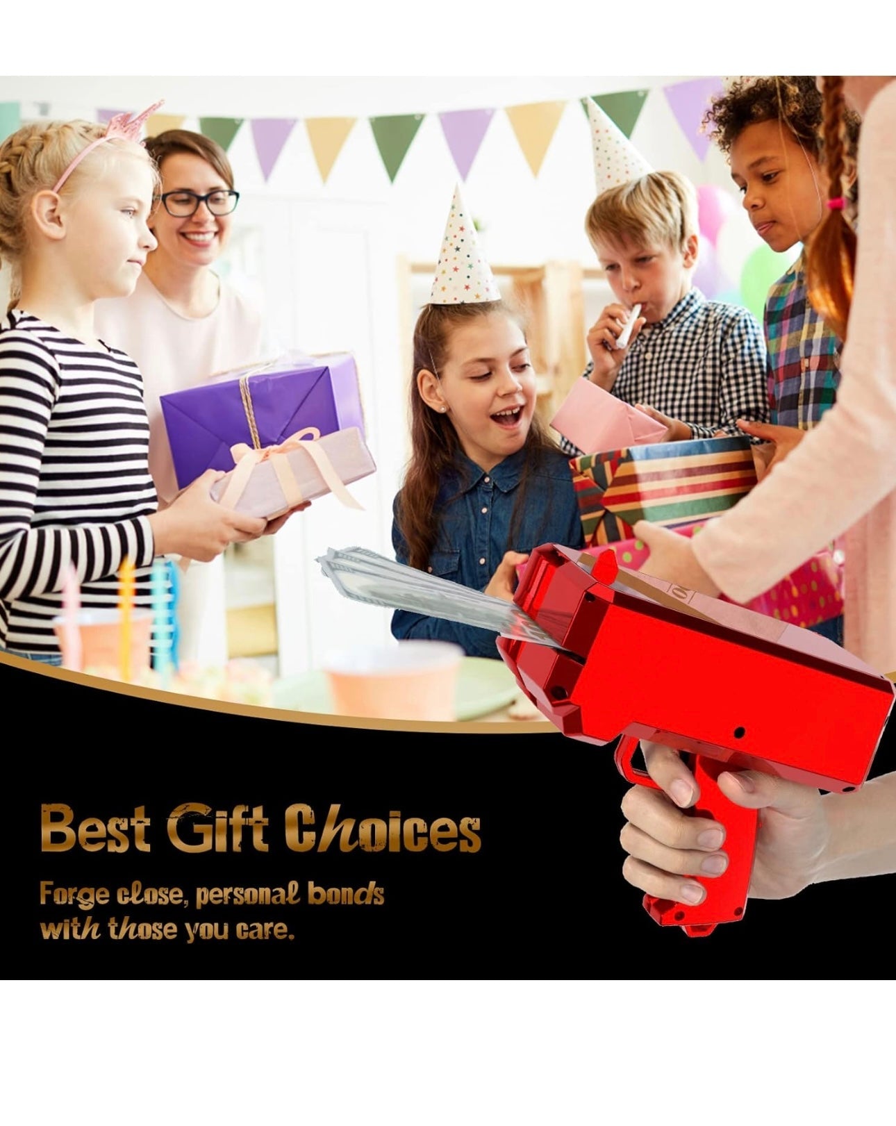 Money gun with play cash party prop