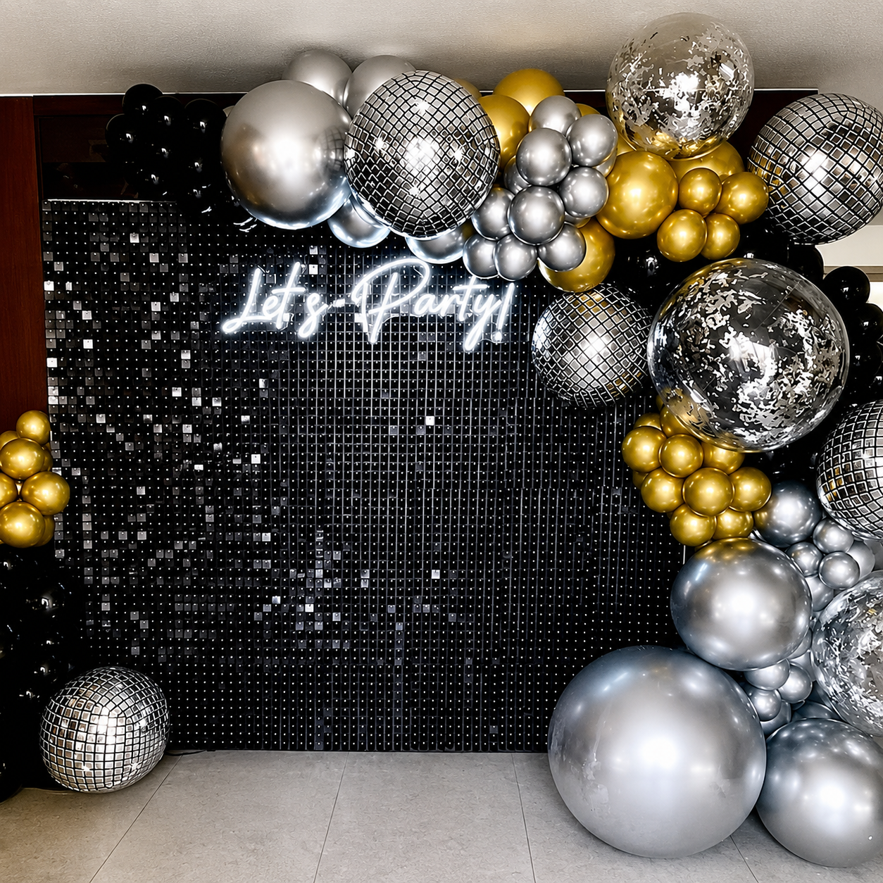 Shimmer sequin wall backdrop with frame