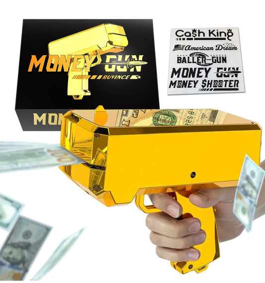 Money gun with play cash party prop