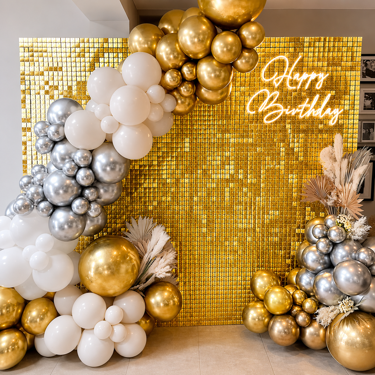 Shimmer sequin wall backdrop with frame