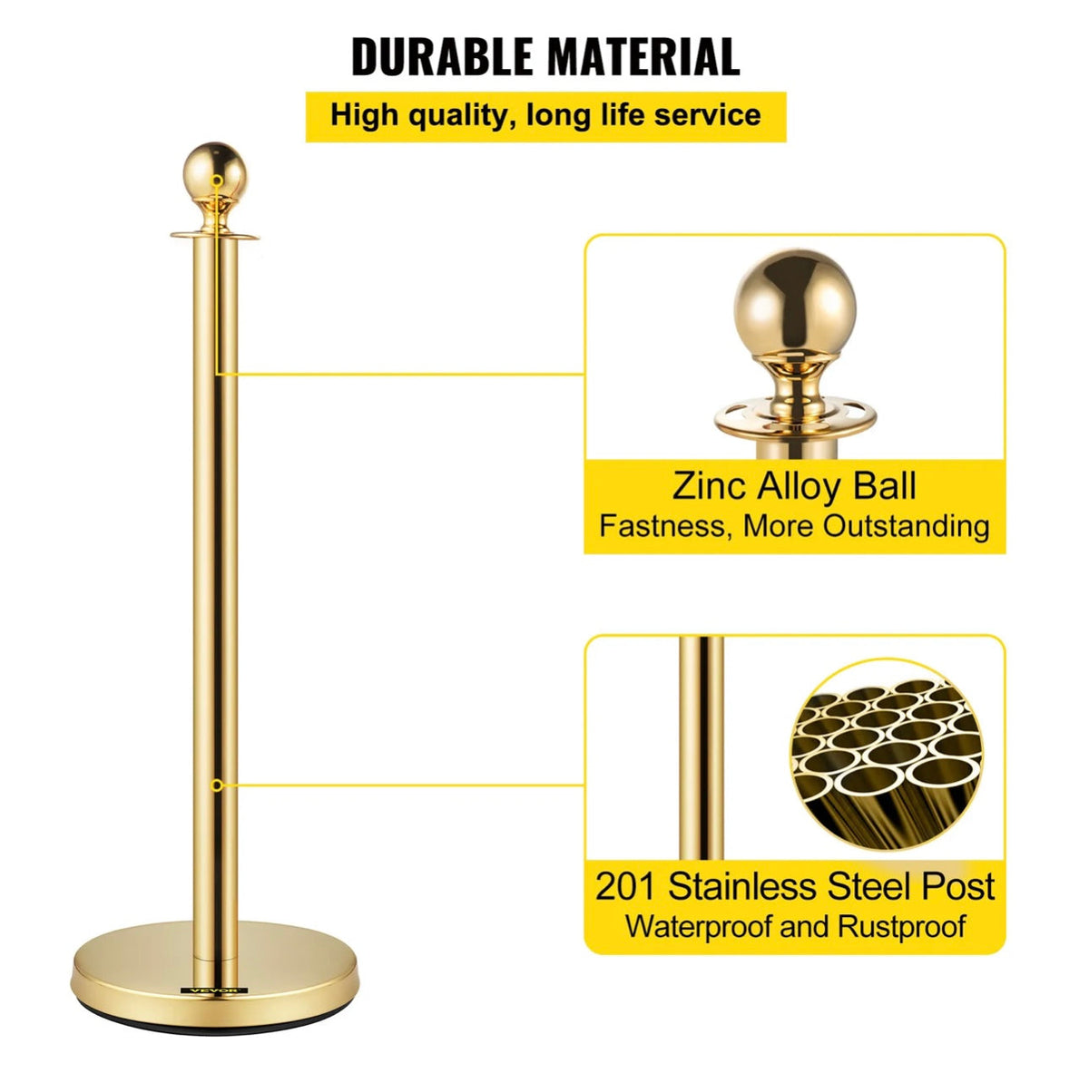 Gold crowd control barriers, posts and stanchions
