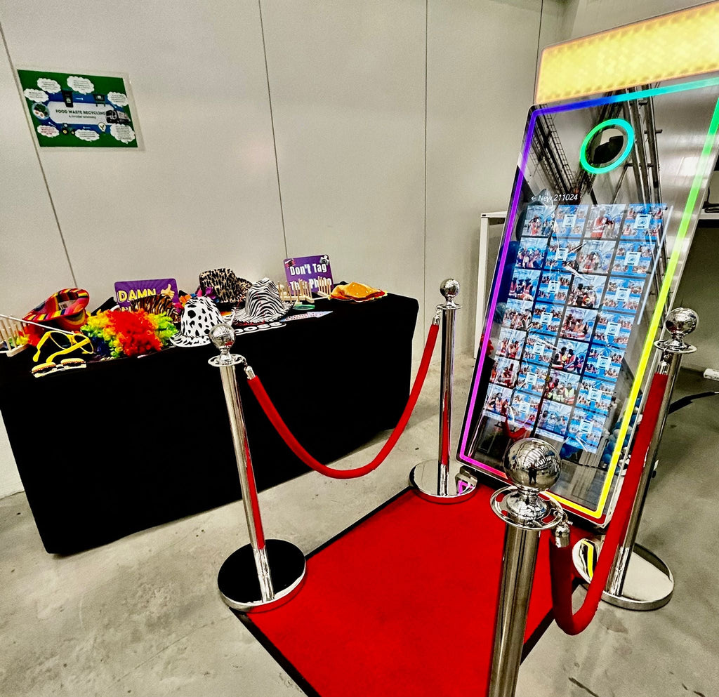 Magic Mirror Photo Booth with Wheels - Touchscreen Mirror Booth