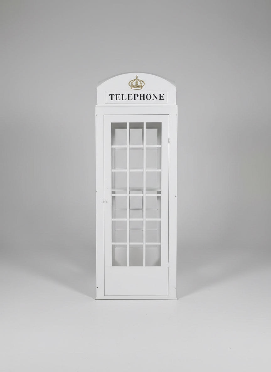 Vintage metal enclosed telephone box audio guestbook