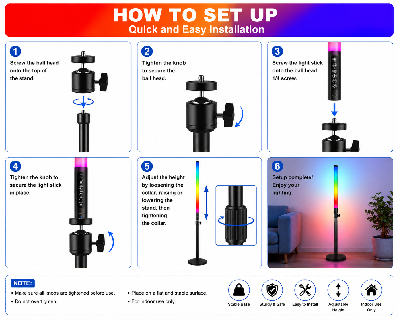 Wireless RGB LED tube lights for events