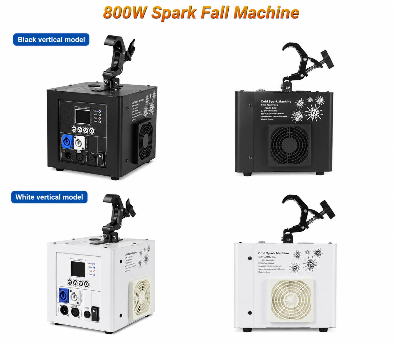 Upside-down cold spark waterfall machine