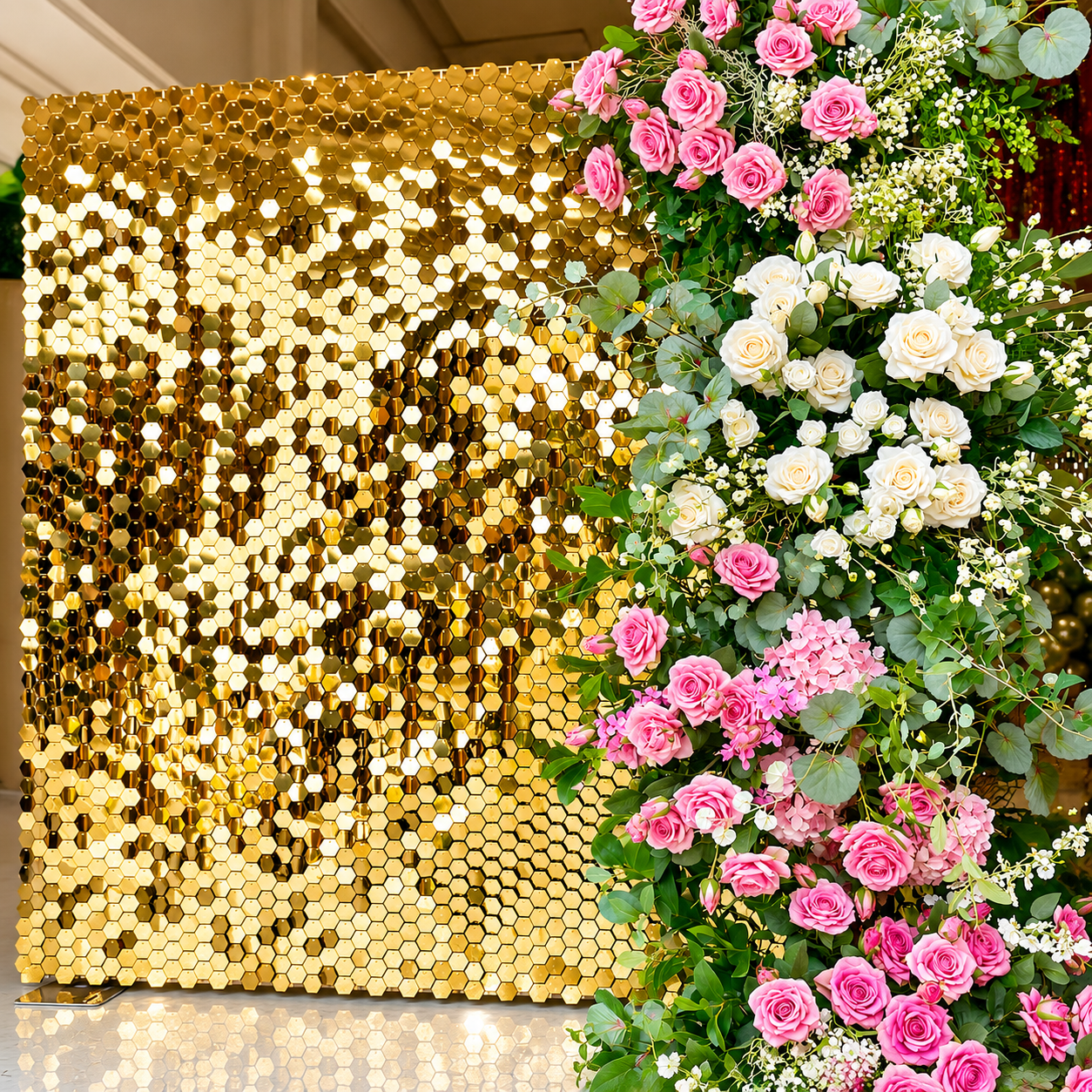 Shimmer sequin wall backdrop with frame