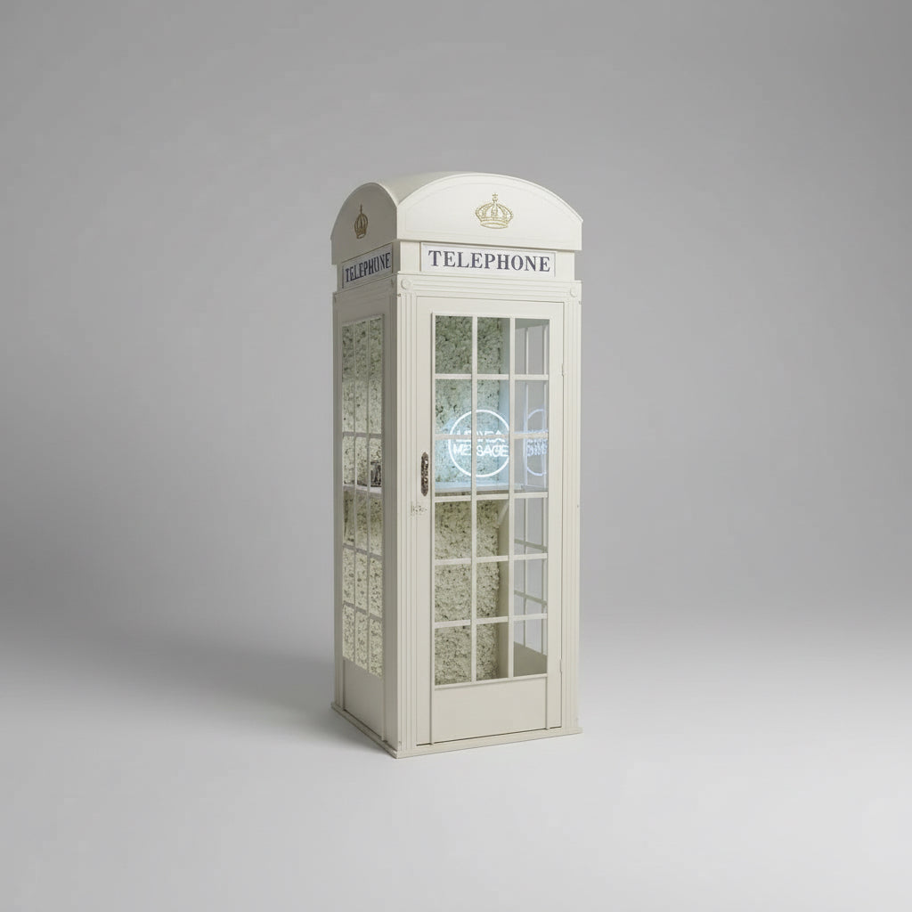 Vintage metal enclosed telephone box audio guestbook