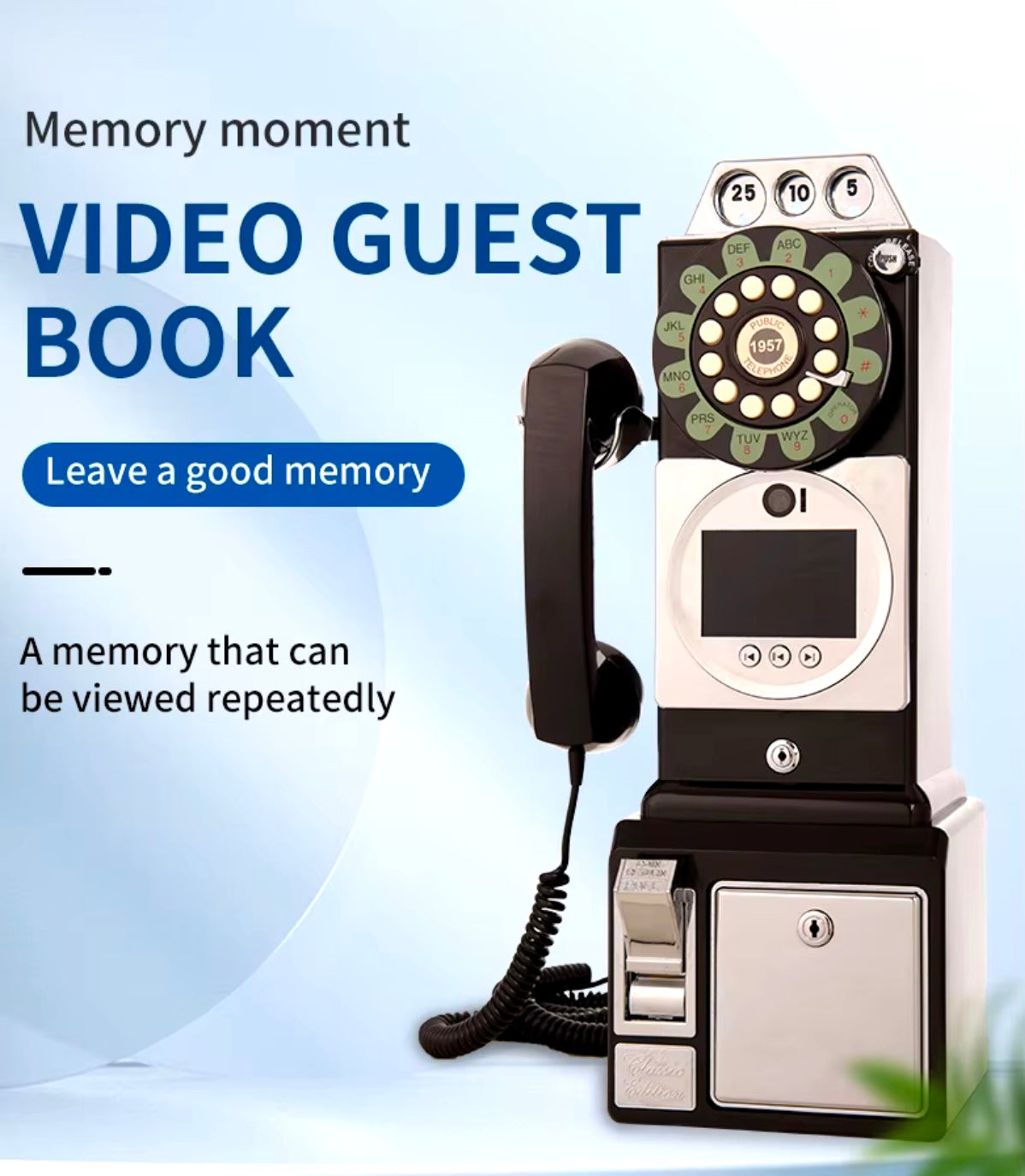 Small audio video guestbook telephone