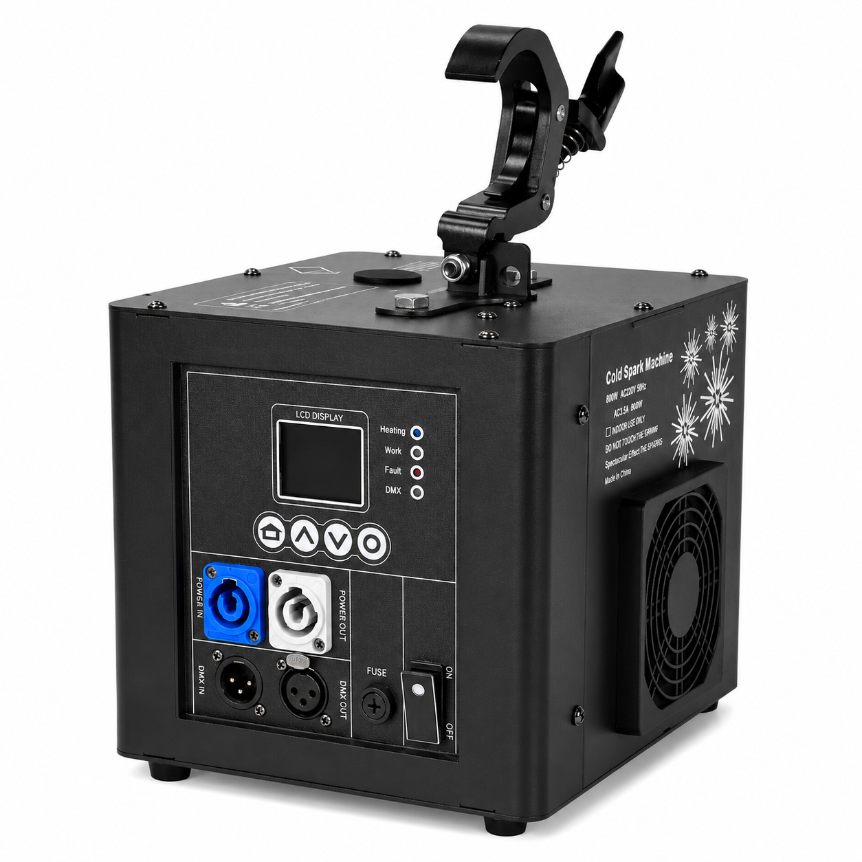 Upside-down cold spark waterfall machine