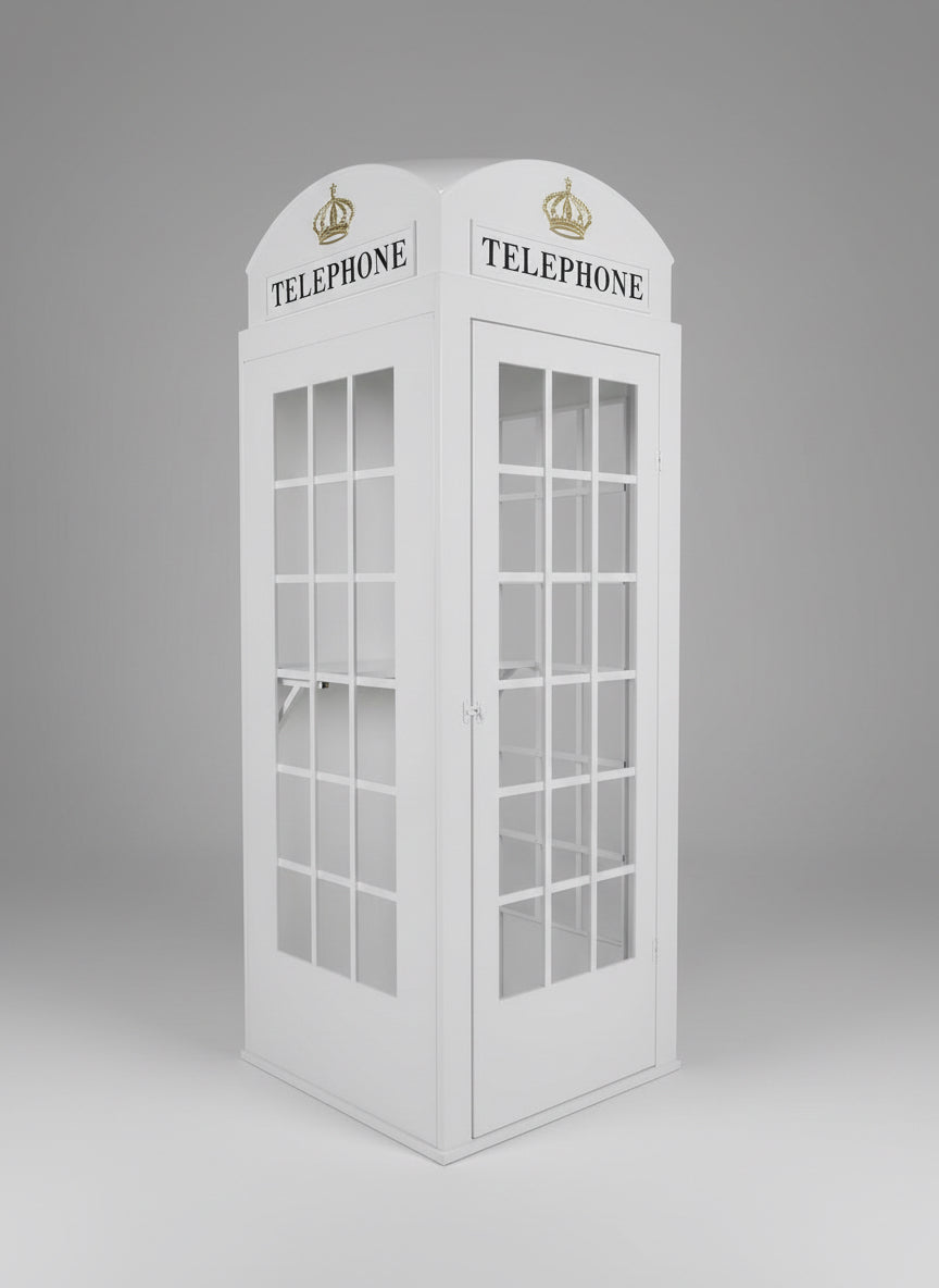 Vintage metal enclosed telephone box audio guestbook