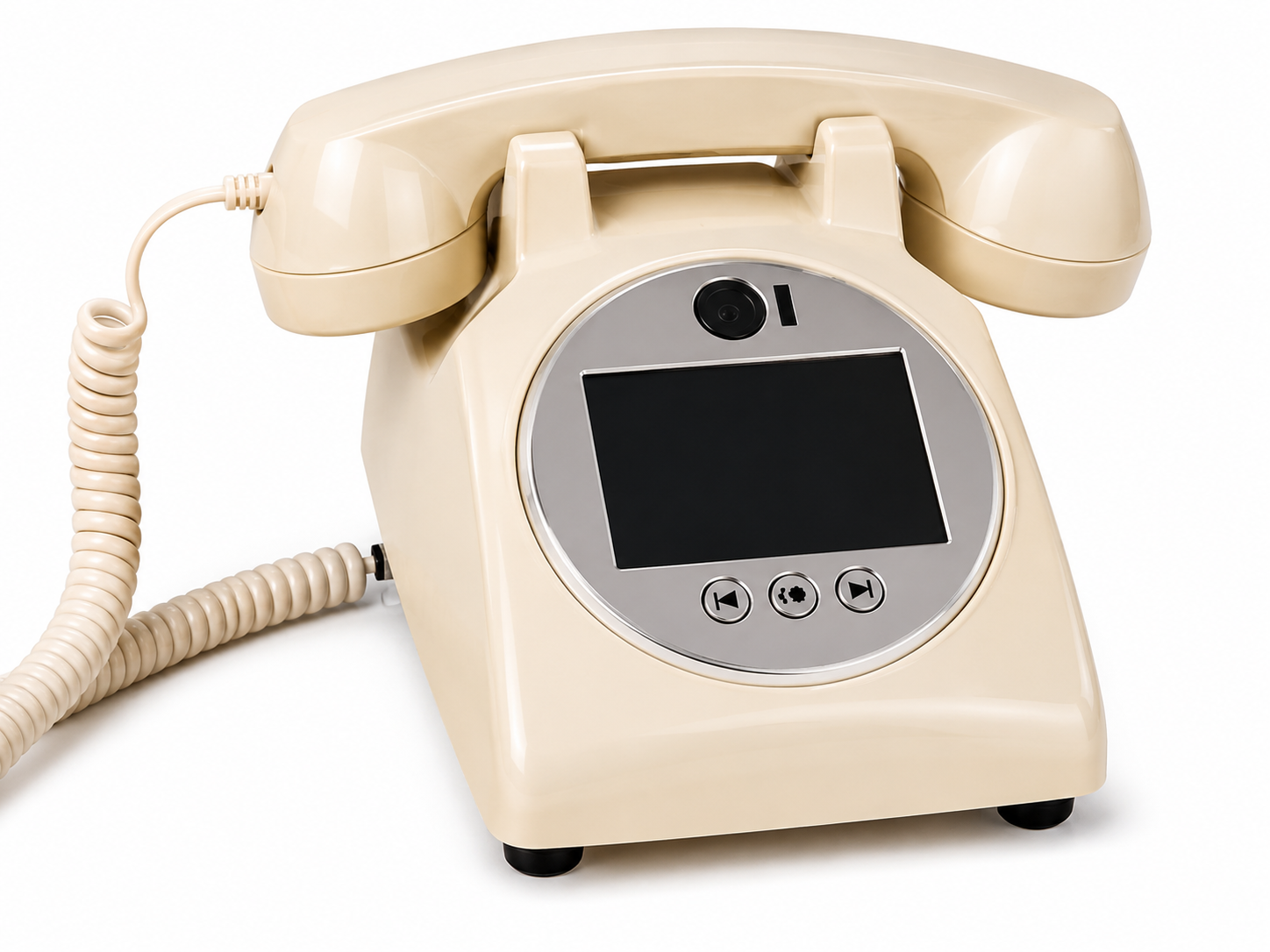 Large vintage turntable audio video guestbook telephone