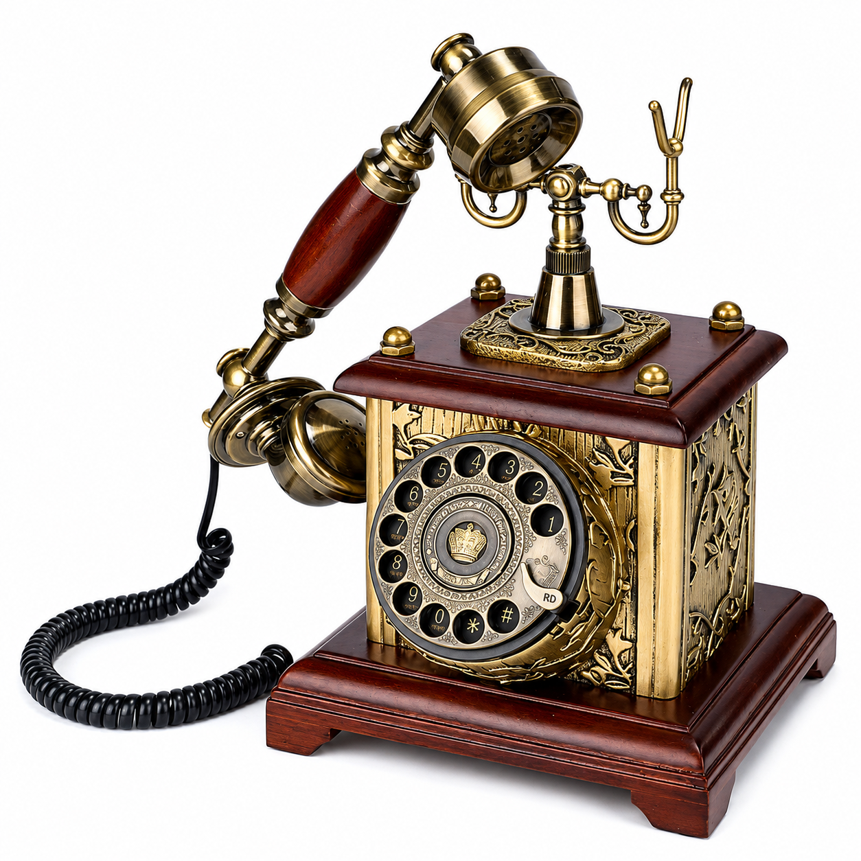 Bronze retro audio guestbook telephone with turntable