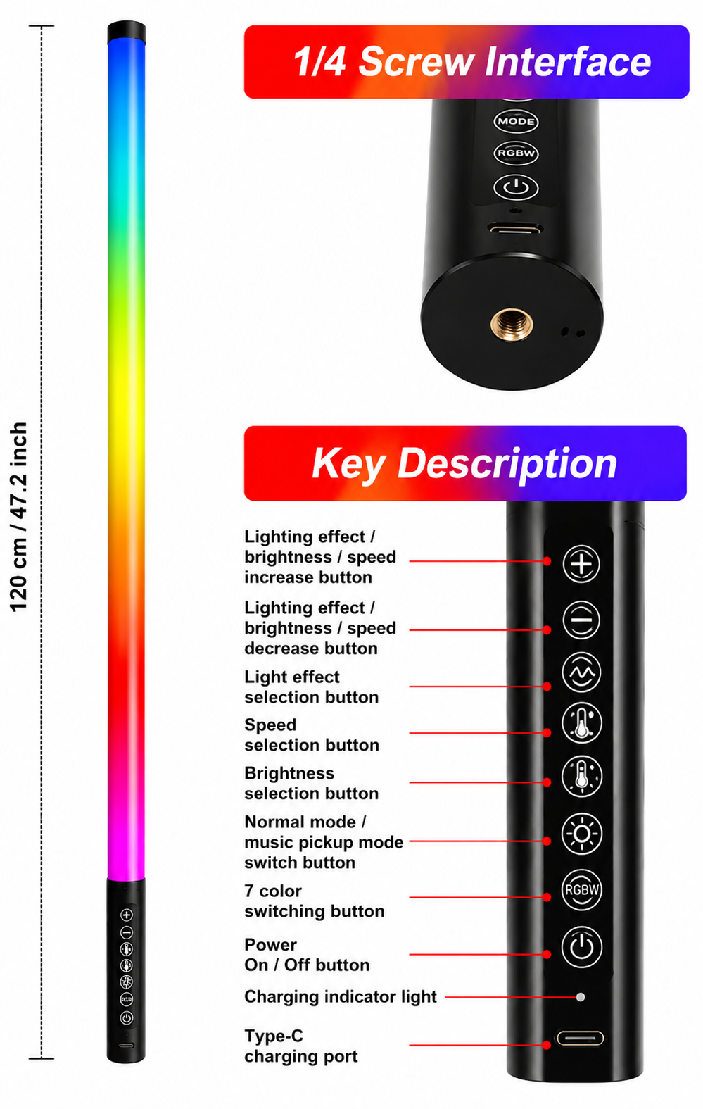 Wireless RGB LED tube lights for events