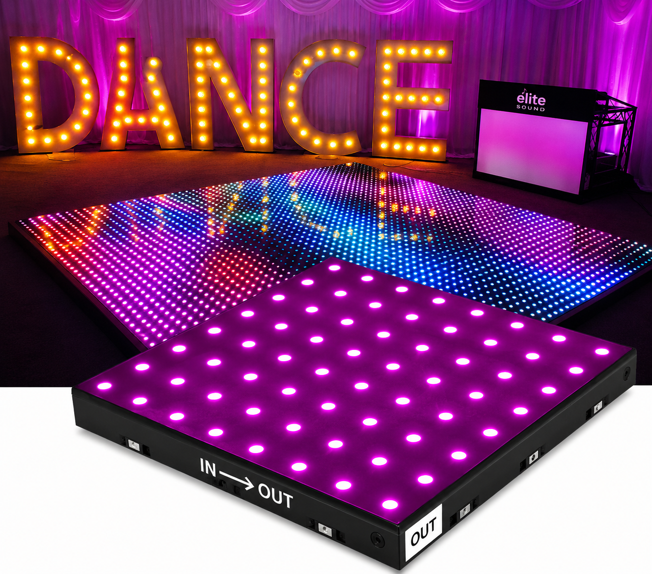 Digital LED glass dance floor for events