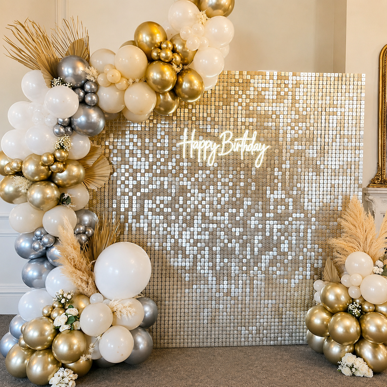 Shimmer sequin wall backdrop with frame