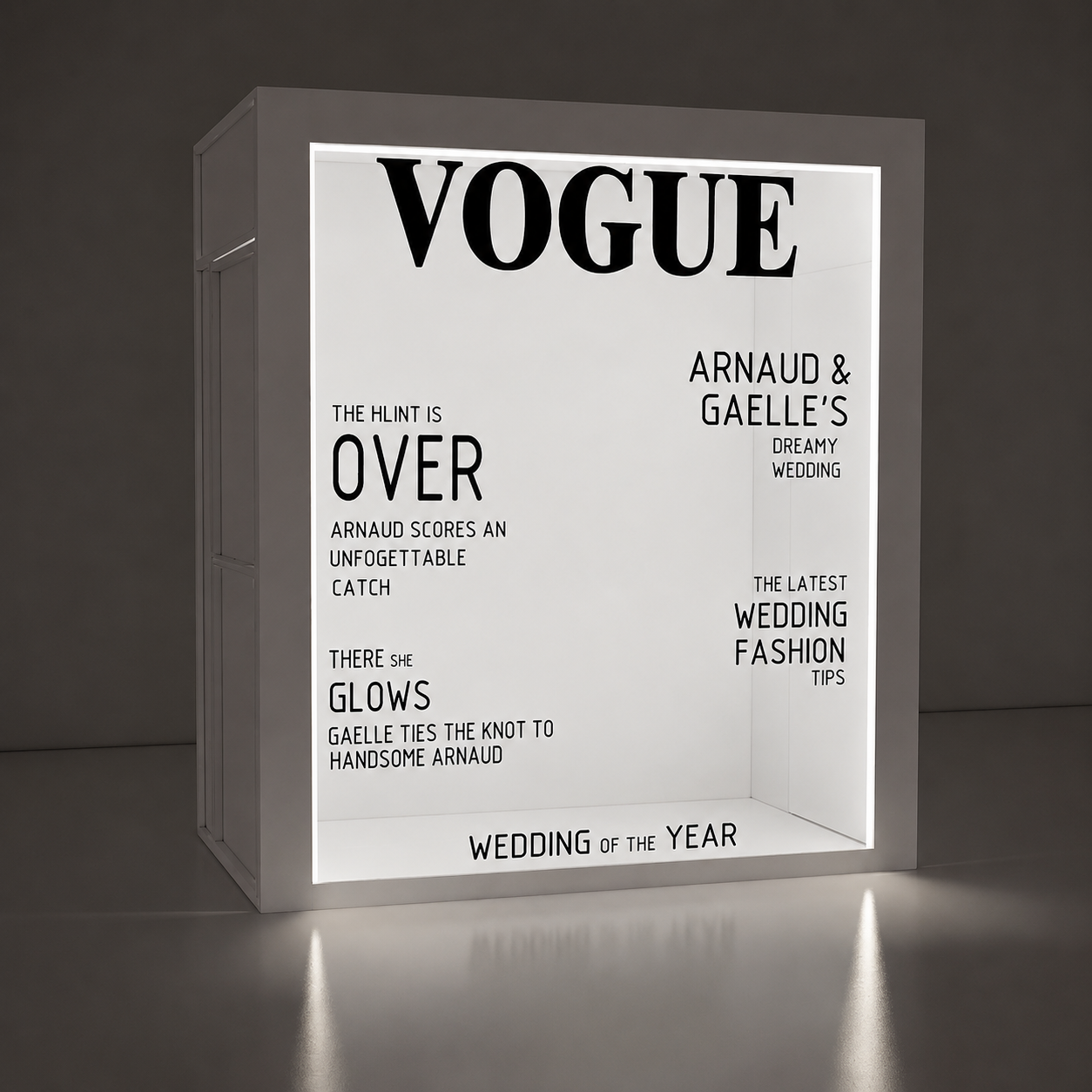 Vogue magazine-style MDF photo booth enclosure