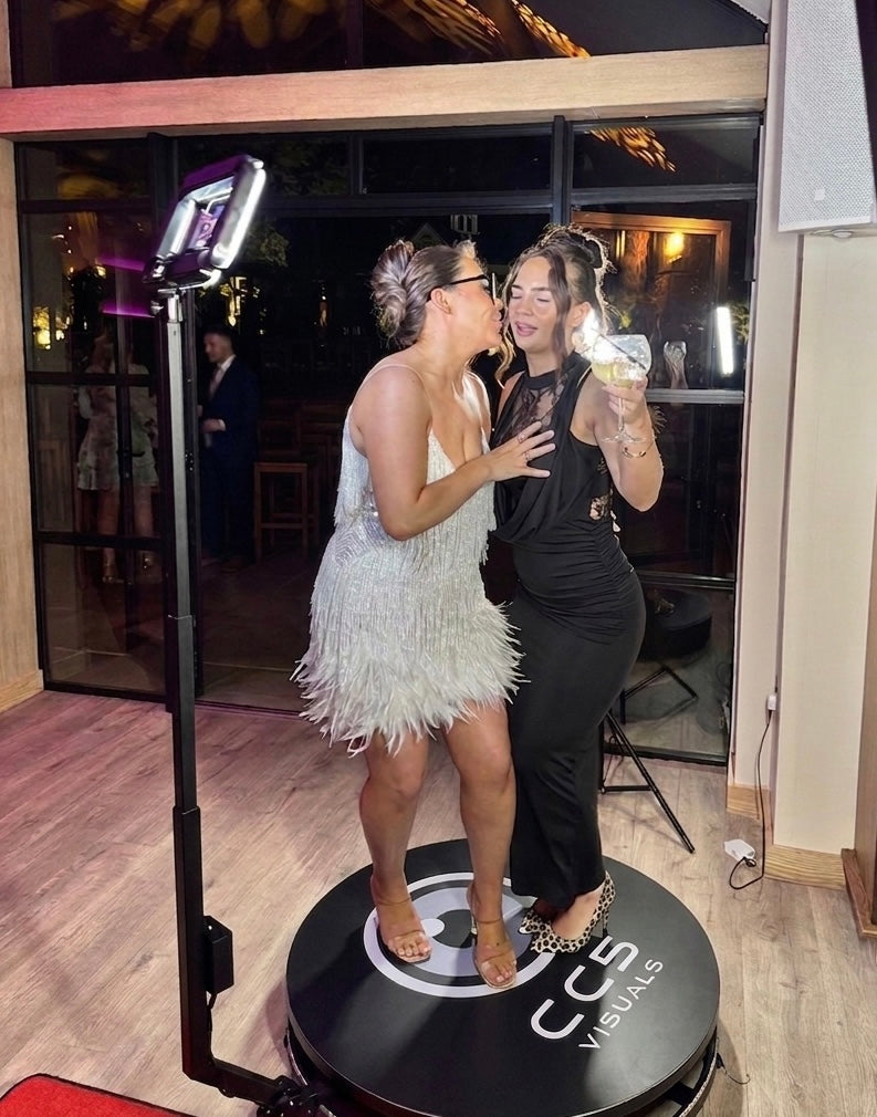 Metal 360 photo booth with spinning platform