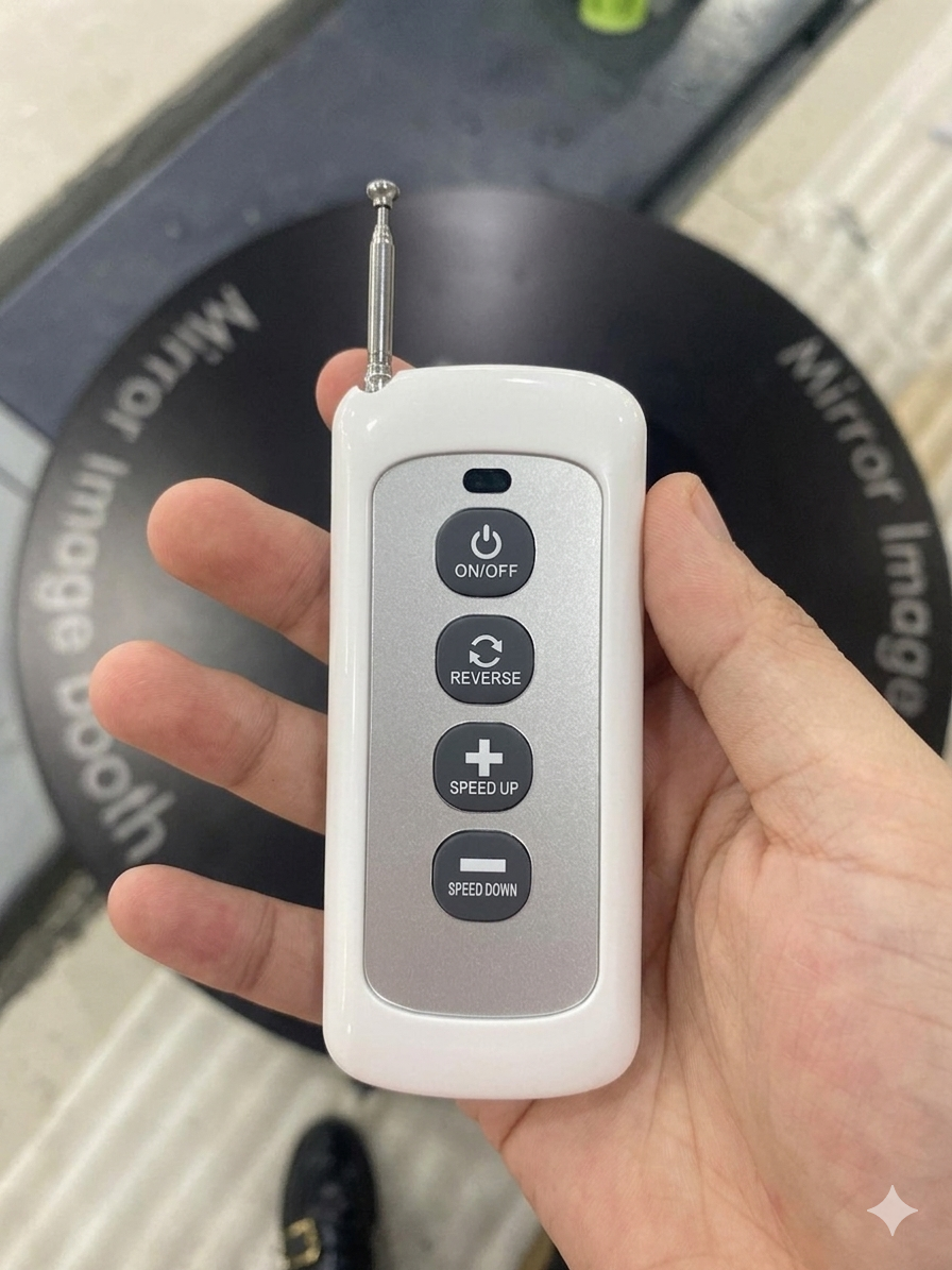Metal 360 photo booth with spinning platform