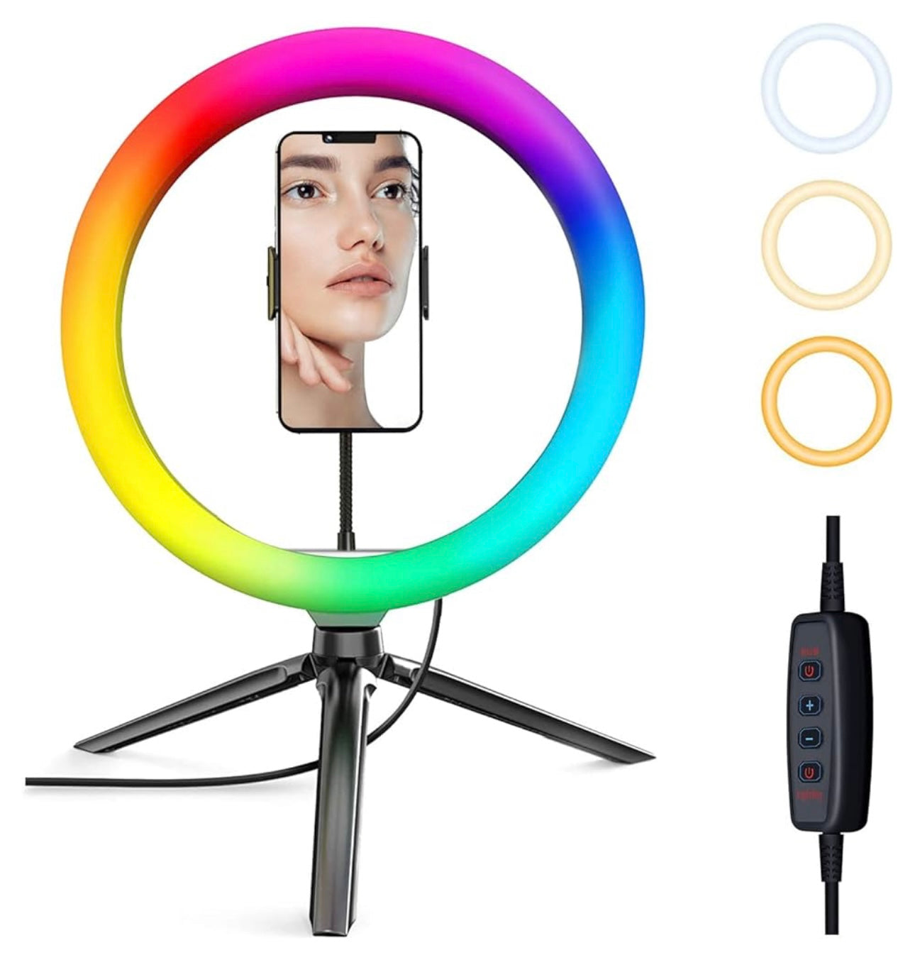 10-inch RGB LED ring light with mini stand
