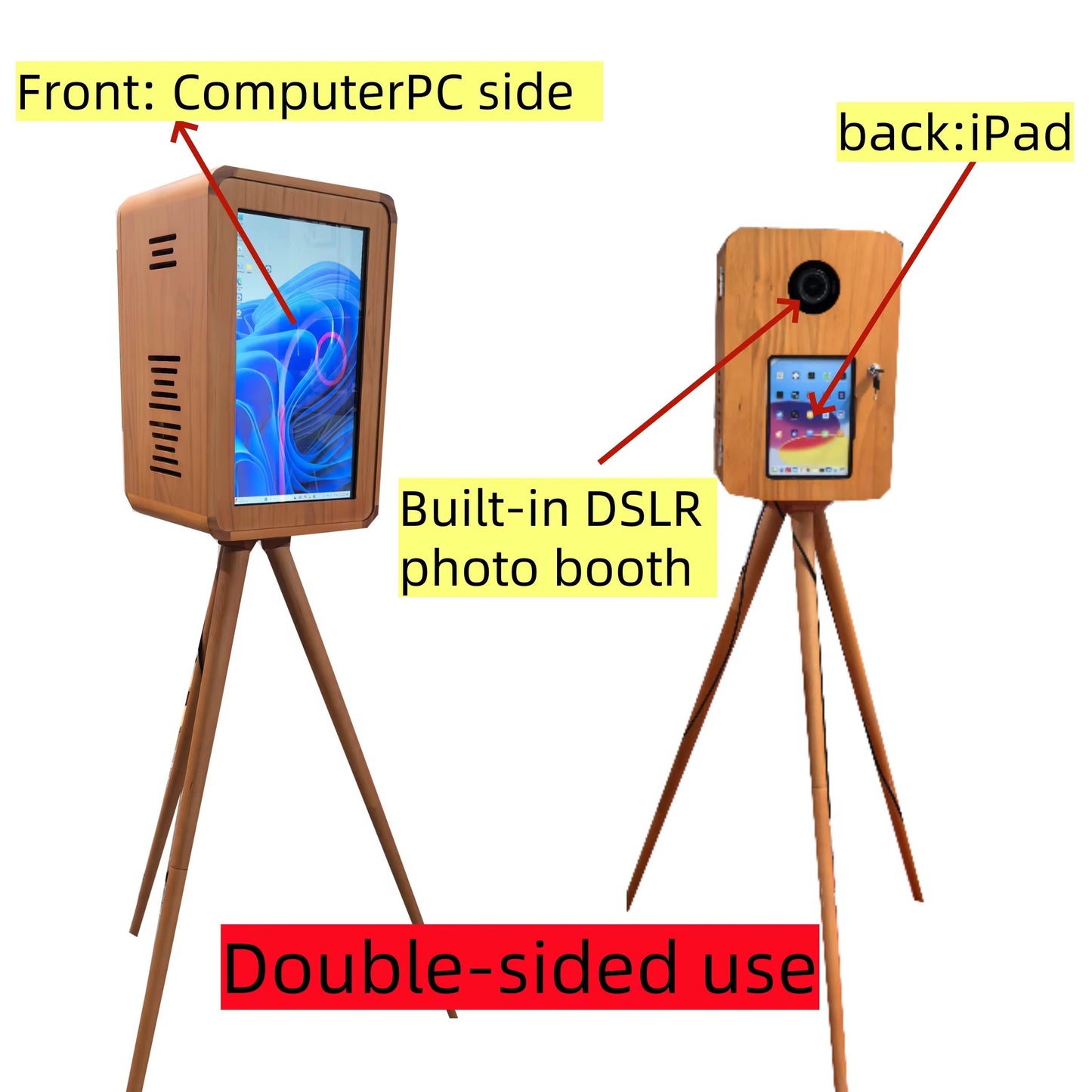 Vintage Wooden Double-Screen DSLR & iPad Selfie Pod Photo Booth