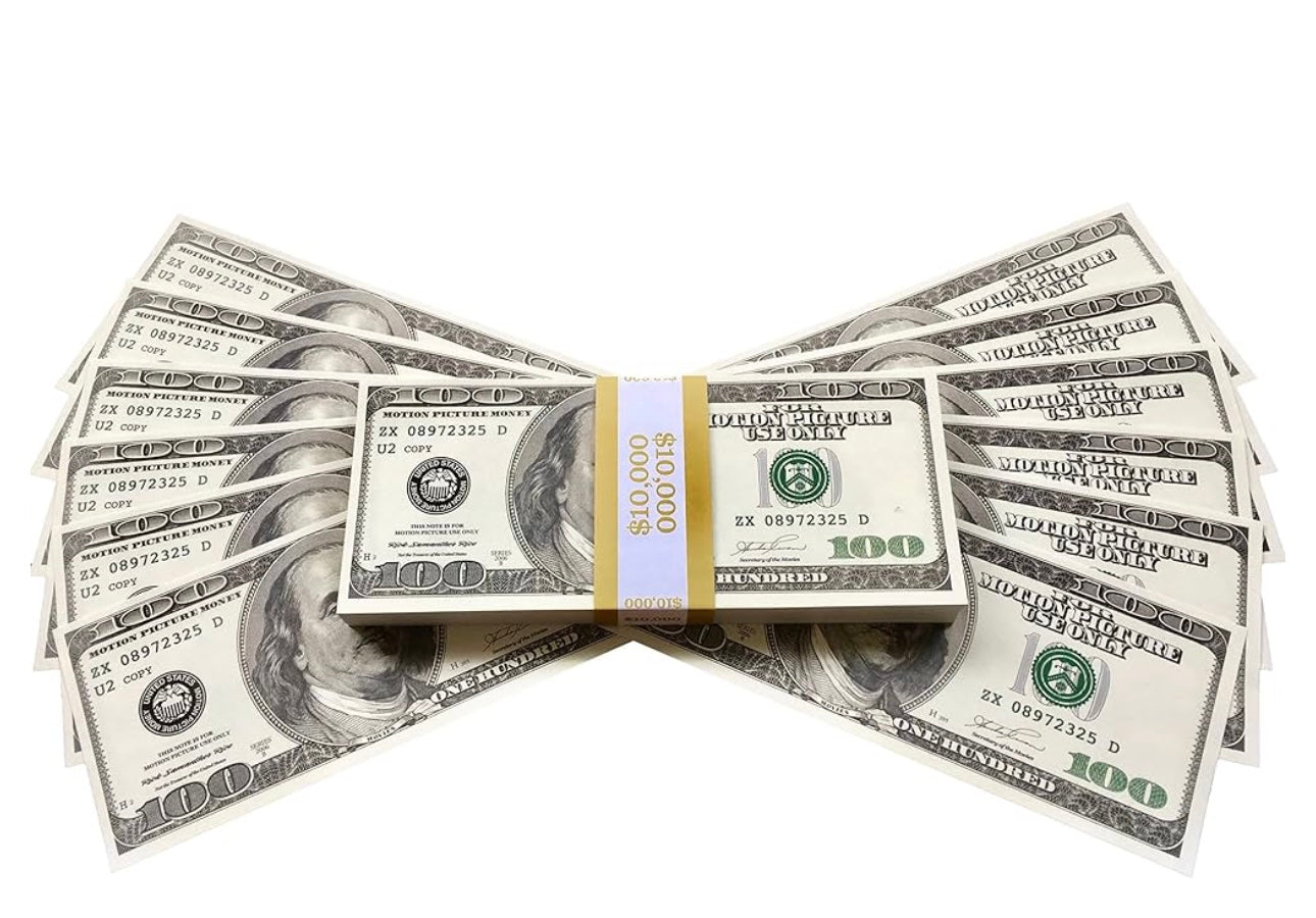 Fake $100 bills for money gun, 100 pack
