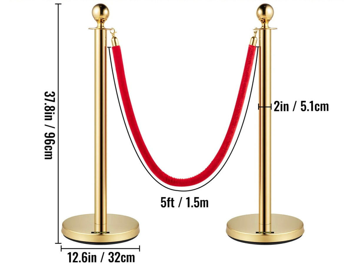 Gold crowd control barriers, posts and stanchions