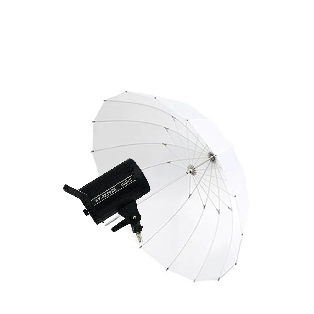 Flash and still light with umbrella for studio and events