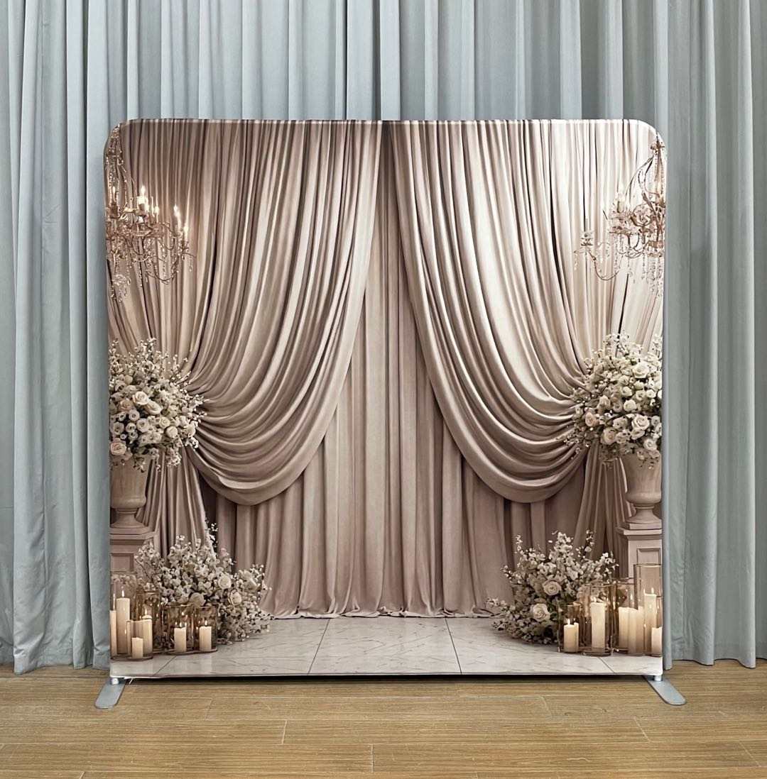 Pillowcase tension fabric backdrop with frame