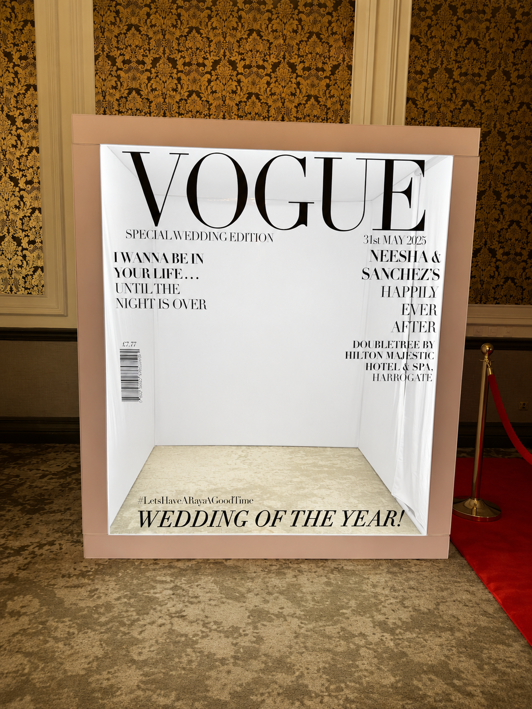 Vogue magazine-style photo booth enclosure