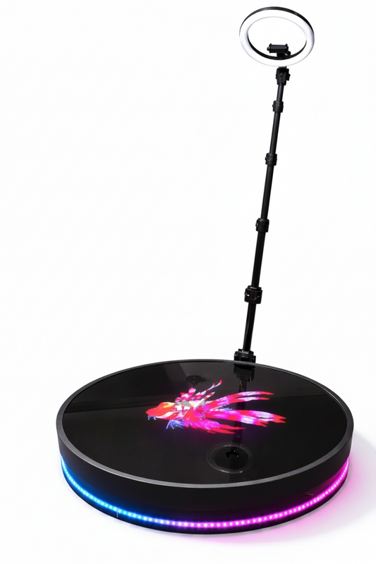 Holographic LED 360 photo booth with display base