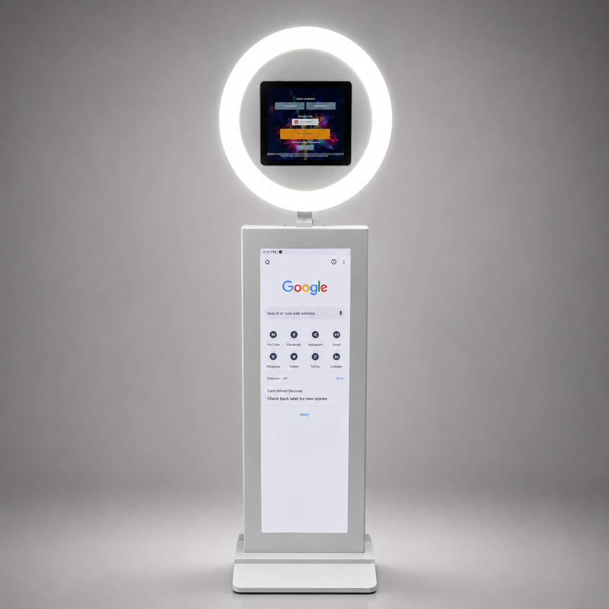 iPad selfie pod photo booth with LCD advertising screen