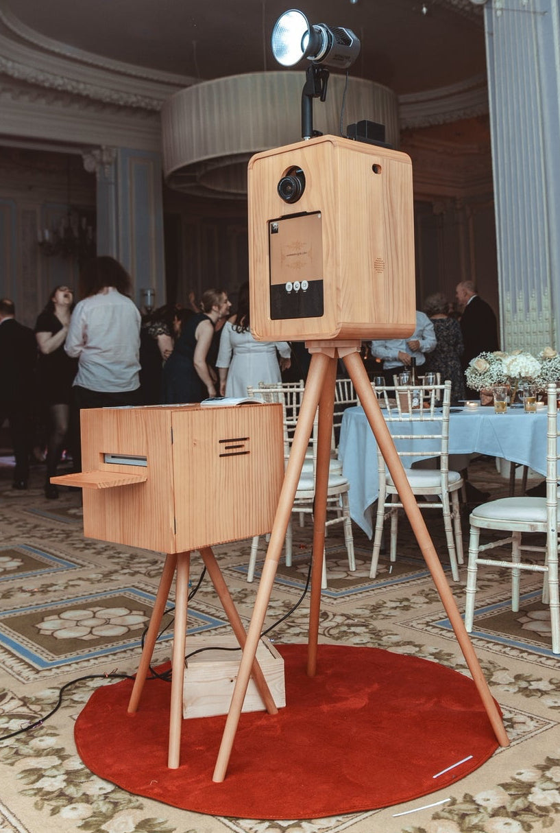 Vintage wooden double-screen DSLR and iPad selfie pod photo booth